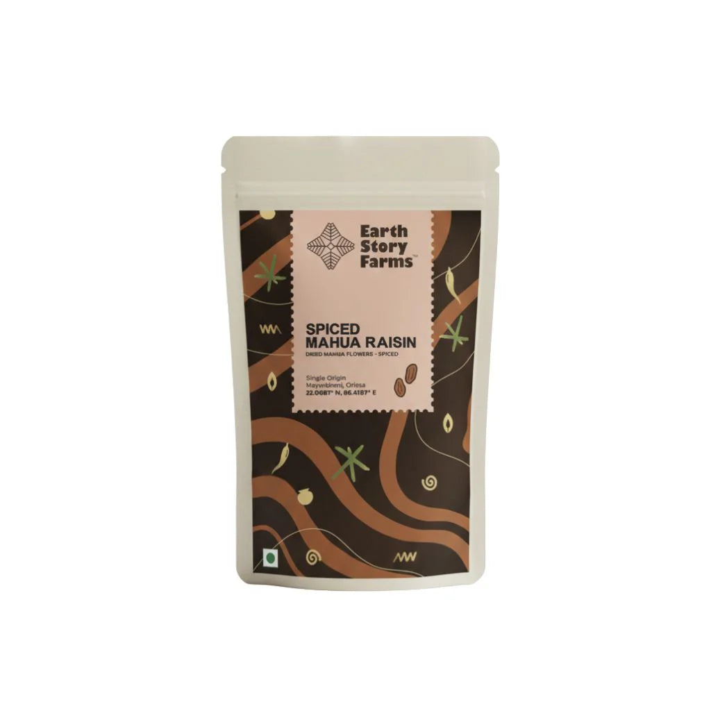 Spiced | Spiced Mahua Raisin (Dried Mahua Flower Spiced) - Preservative Free - Earth Story Farms- 100gm