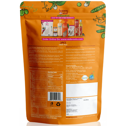 Spicy Green Peas | (Made With Cold Pressed Peanut Oil) – USDA Organic – No Artificial, Flavours, Color &amp;amp; No Artificial Preservatives – Happy Leaf – 150gm
