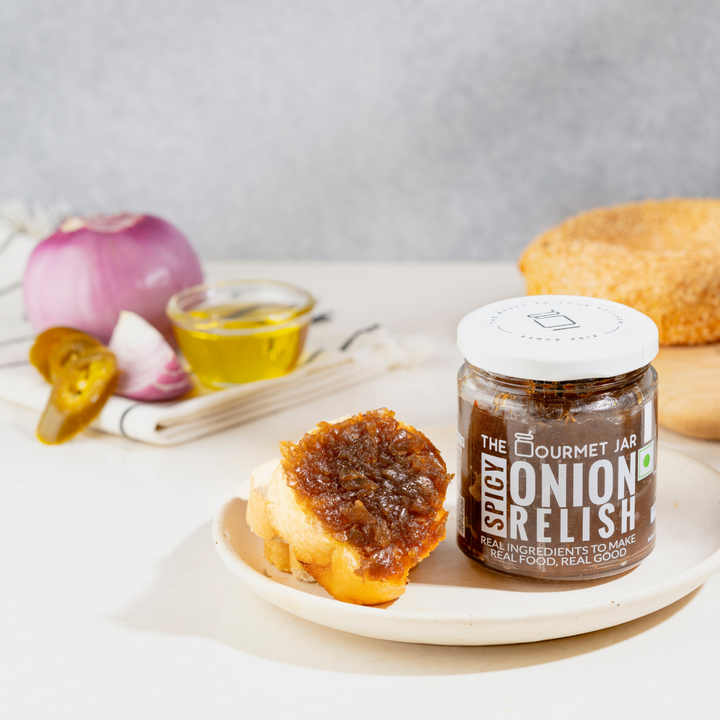 Spicy Onion Relish  - Vegan, Gluten Free, No Refined Sugar &amp;amp; Nut Free - The Gourmet Jar - 210gm