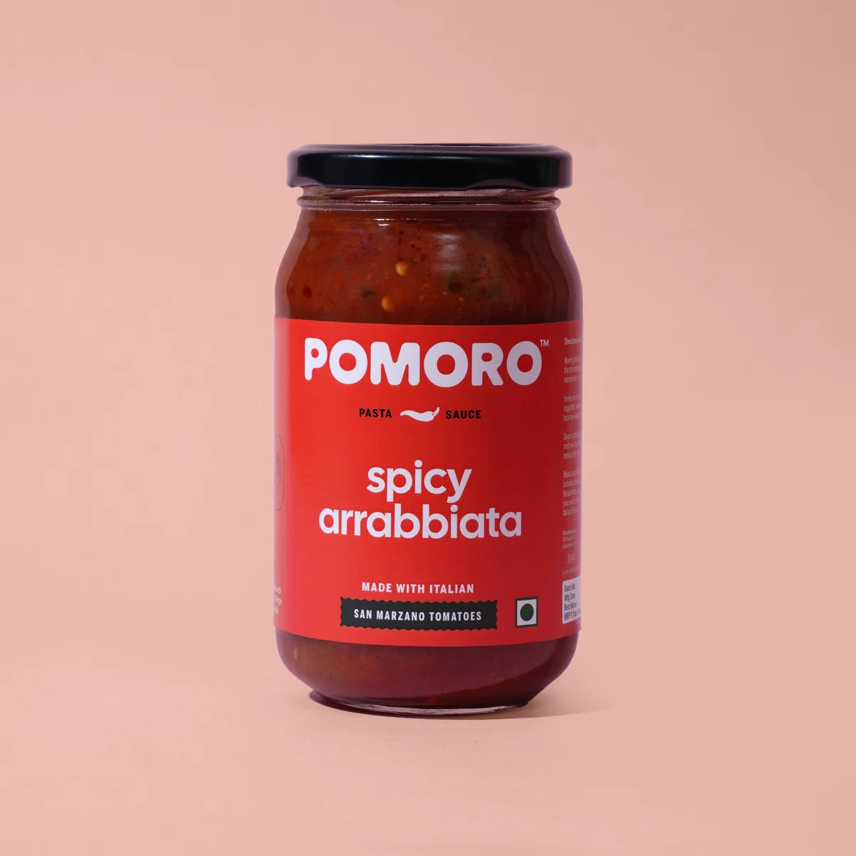 Pasta Sauce | Spicy Arrabbiata (San Marzano Tomatoes)- Made With Italian &amp; Extra Virgin Olive Oil – Vegan-No Added Sugar, No Added Preservatives – Pomoro– 390gm