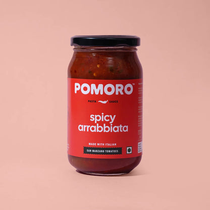 Pasta Sauce | Spicy Arrabbiata (San Marzano Tomatoes)- Made With Italian &amp; Extra Virgin Olive Oil – Vegan-No Added Sugar, No Added Preservatives – Pomoro– 390gm