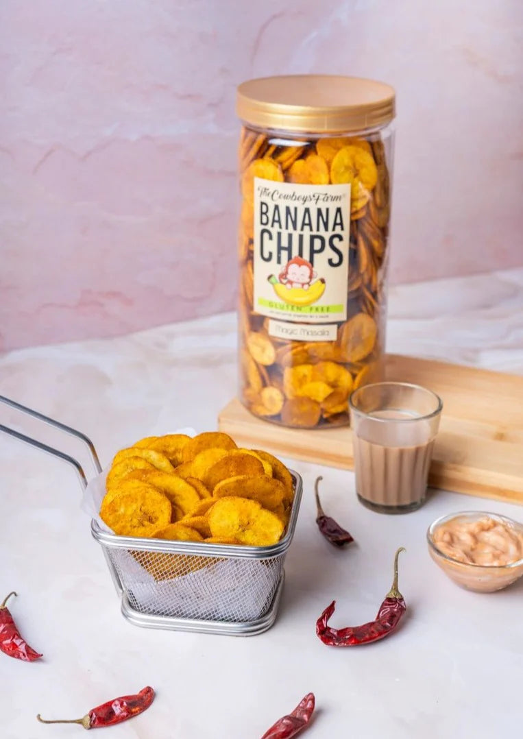 Banana Chips | (Spicy) - Gluten Free, No Onion, No Garlic & No Added Preservatives - The Cow Boys Farm – 160gm