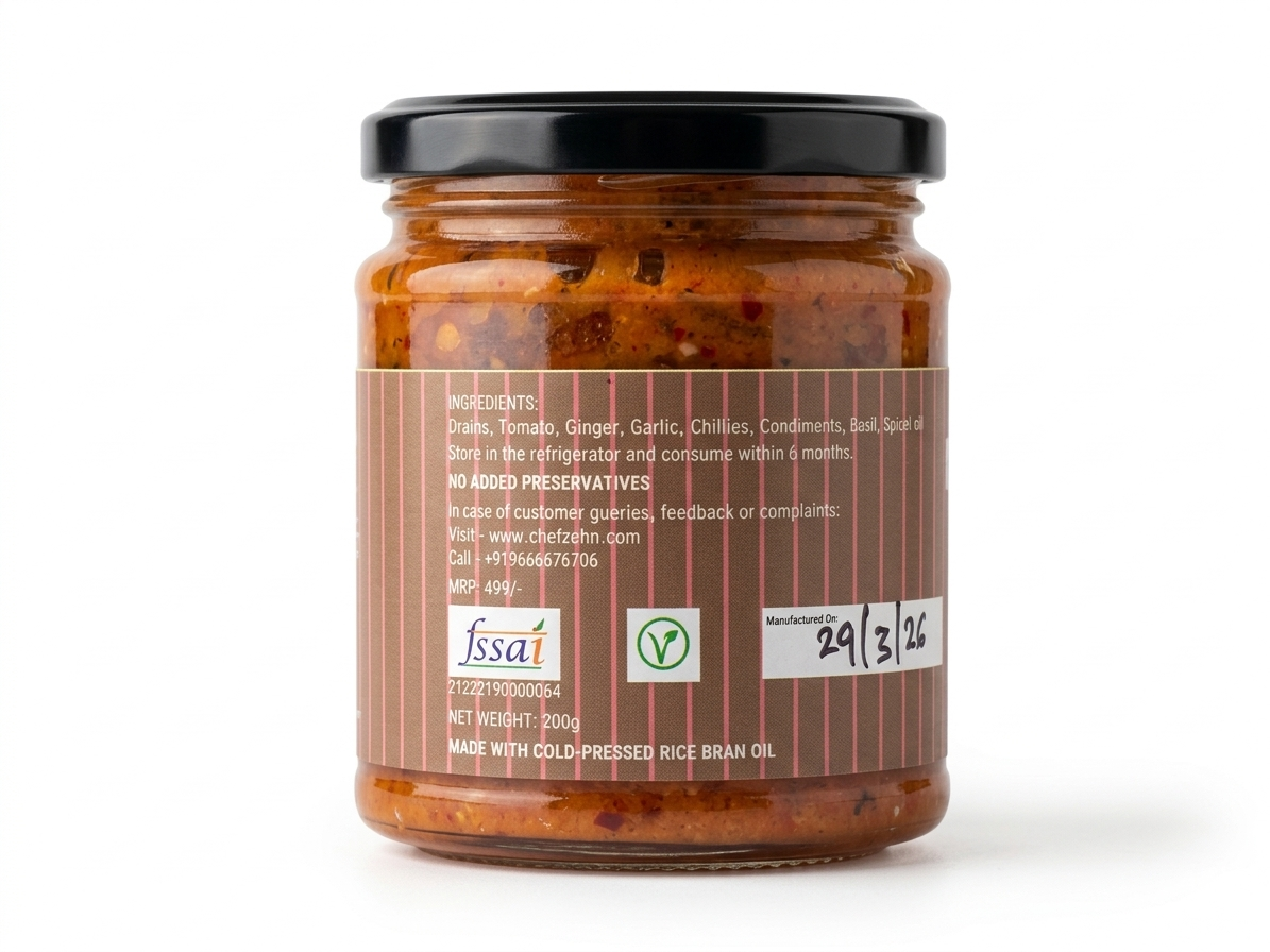 Spicy Marinara - Made With Cold Pressed Rice Bran Oil - Vegan, No Added Preservatives, Flavors, Colors, Thickener &amp; No Emulsifiers And Stabilisers – CHEF ZEHN – 200gm
