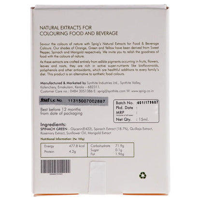 Natural Extracts for Colouring Food and Beverage - Spinach Green - Sprig - 15ml