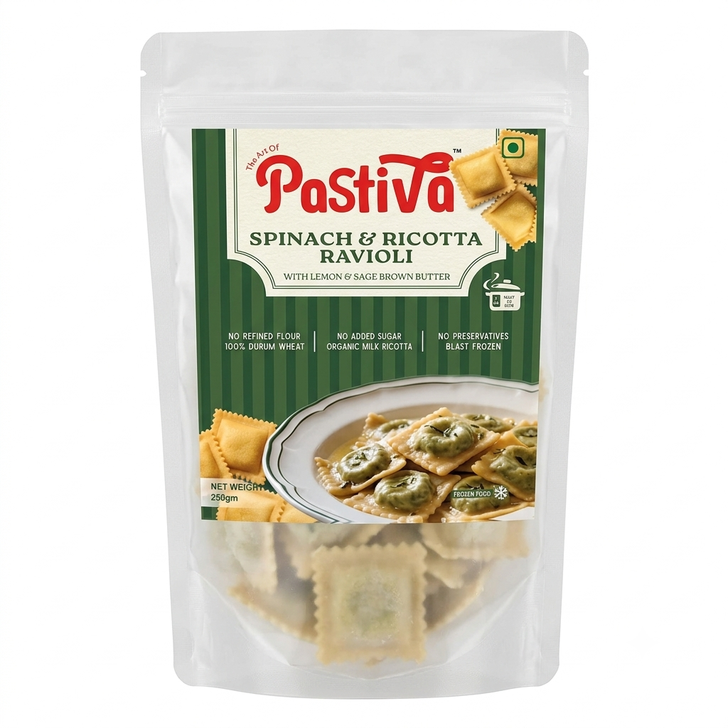 Spinach & Ricotta Ravioli ( Pasta + Lemon & Sage Brown Butter) - Hand Made -No preservatives- Nature&