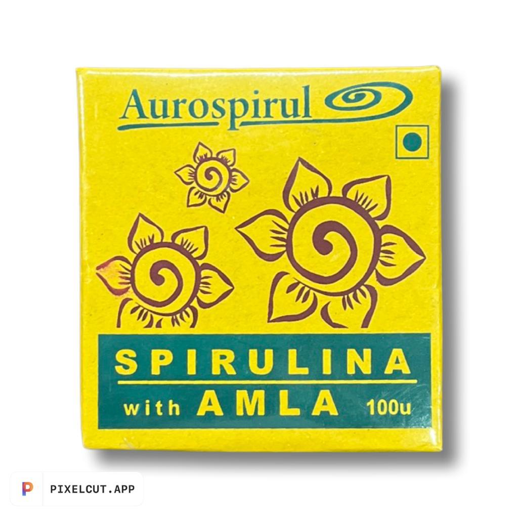 Spirulina | With Amla (Provides Quick Energy, Nourishement &amp; Boosts, Immune System) - Aurospirul - 100 Capsules