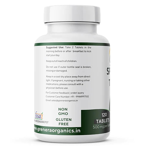 Spirulina | Natural - Vegan, Gluten Free, Non Gmo, Preservatives Free &amp;amp; No Additives - Grenera – 120 Tablets