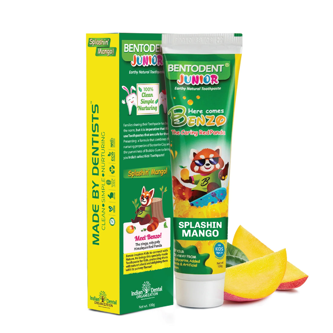 Toothpaste | Splashin Mango - Vegan, Fluoride Free &amp;amp; Glycerin Free - Bentodent - 100gm