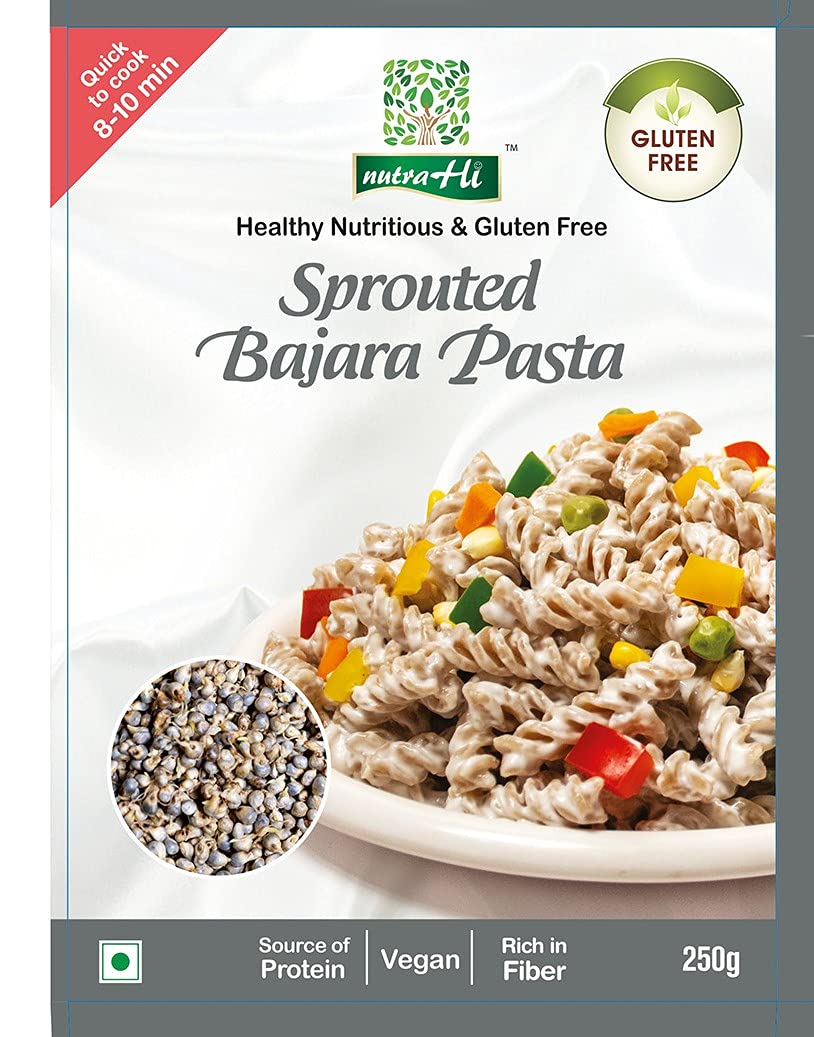 Sprouted Bajra Pasta – Vegan, Gluten Free, High In Protein &amp;amp; Rich In Fiber - NutraHi – 250gm
