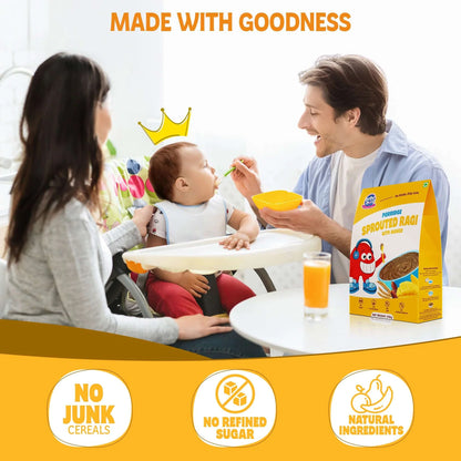 Porridge | Sprouted Ragi Mango Porridge Mix - Healthy Baby Porridge - Natural Food -  No Sugar , No Salt - No Artificial Preservatives &amp; Flavours - Bebe Burp- 200gm