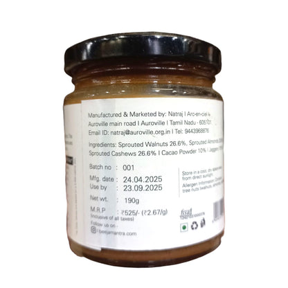 Nut Butter | Sprouted Nut Butter (Chocolate) - Activated - Plant Based - Beeja - 190gm