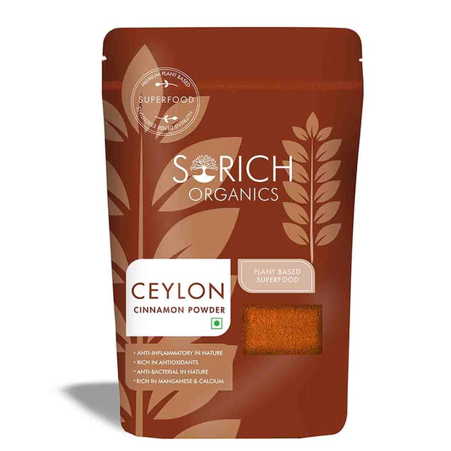 Ceylon Cinnamon Powder - Great Source Of Manganese, Anti-Bacterial In Nature, Rich In Vitamin K &amp;amp; Rich In Antioxidants - Sorich Organics - 200gm