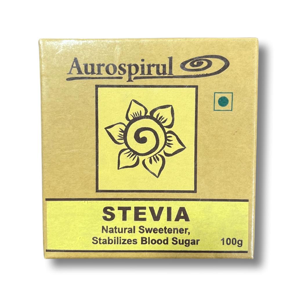Stevia | Natural Sweetener (Stabilizes Blood Sugar) – GMO Free – Aurospirul – 100gm