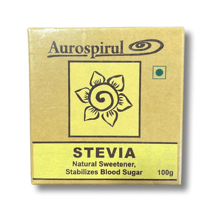 Stevia | Natural Sweetener (Stabilizes Blood Sugar) – GMO Free – Aurospirul – 100gm