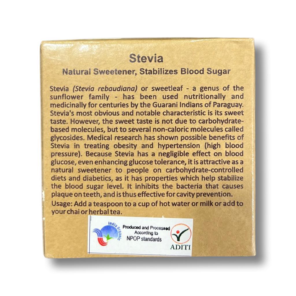 Stevia | Natural Sweetener (Stabilizes Blood Sugar) – GMO Free – Aurospirul – 100gm