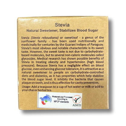 Stevia | Natural Sweetener (Stabilizes Blood Sugar) – GMO Free – Aurospirul – 100gm