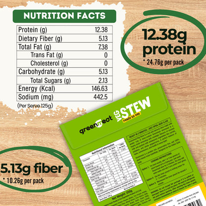 Veg Stew -Vegetarian &amp; Dairy Free - Easy To Cook. Ready To Eat -  Heigh Protein, Rich Fibers   – No Added Preservatives, No Cholestrol, No Trans Fat –Greenmeat – (2 Serving) – 250gm