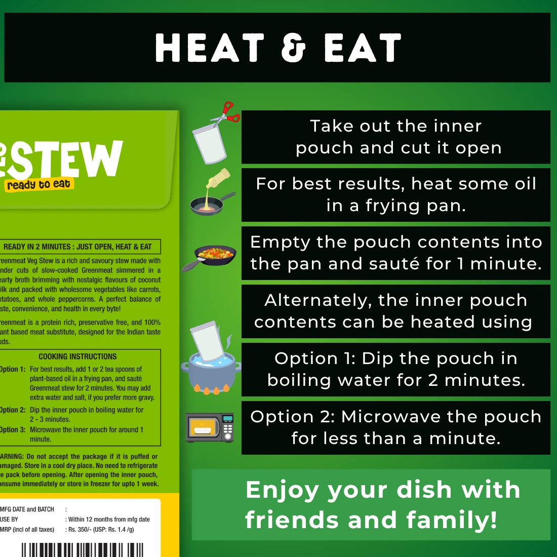 Veg Stew -Vegetarian &amp; Dairy Free - Easy To Cook. Ready To Eat -  Heigh Protein, Rich Fibers   – No Added Preservatives, No Cholestrol, No Trans Fat –Greenmeat – (2 Serving) – 250gm