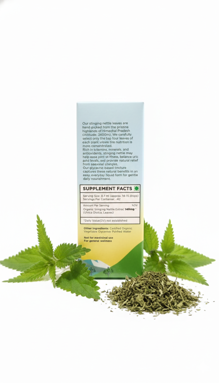 Stinging Nettle Herbal Drops Leaf Extract (Urtica dioica)-Alcohol Free Glycerin Herbal Concentrate - Relieves Allergy &amp; Supports Joint Health-Balance Uric Acid Level -No Added Sugar, No Alcohol, No Artificial Additives - Bushcraft- 30ml