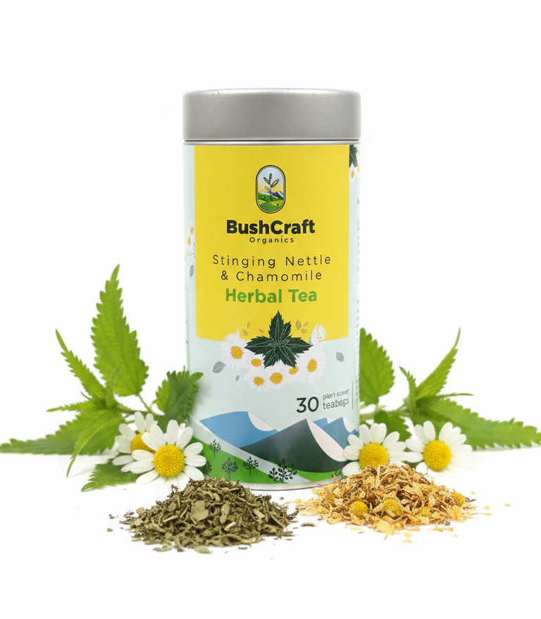 Stinging Nettle & Chamomile Herbal Tea -Support Digestion, Gut Health & Naturally Contains Minerals -Caffeine Free & No Artificial Additives - Bushcraft- 120gm (30 Tea Bags)
