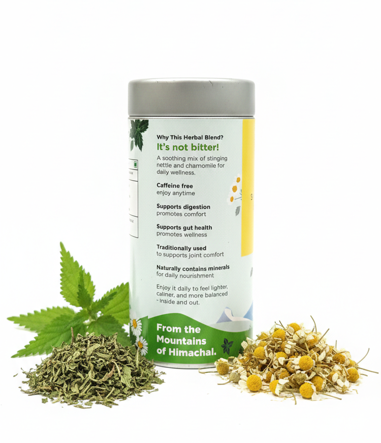 Stinging Nettle &amp; Chamomile Herbal Tea -Support Digestion, Gut Health &amp; Naturally Contains Minerals -Caffeine Free &amp; No Artificial Additives - Bushcraft- 120gm (30 Tea Bags)