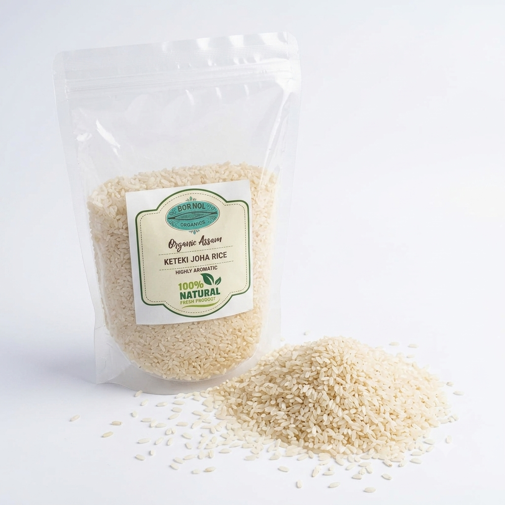 Rice | Straight From The Brahmaputra Valley Farms (Keteki Joha) - Aromatic Rice – Assam – USDA Organic - BOR-NOI ORGANICS – 1000gm
