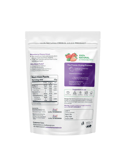 Strawberry Chips | Dried - Natural - Vegan, Gluten Free, No Preservatives &amp;amp; No Added Sugar - Moon - 12gm