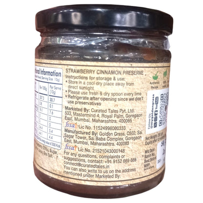 Chutney | Strawberry Chutney - 100% Natural - Vegan, No Added Colour &amp; No Added Preservatives - Golden Grass - 200gm