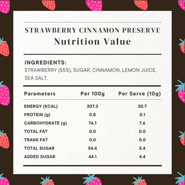 Preserve | Strawberry Cinnamon Preserve - 100% Natural - Vegan, No Added Colour & No Added Preservatives - Golden Grass - 200gm