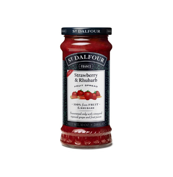 Strawberry &amp; Rhubarb Spread – Sweetened Only With Vineyard Ripened Grape &amp; Fruit Juices - Dalfour – 284gm