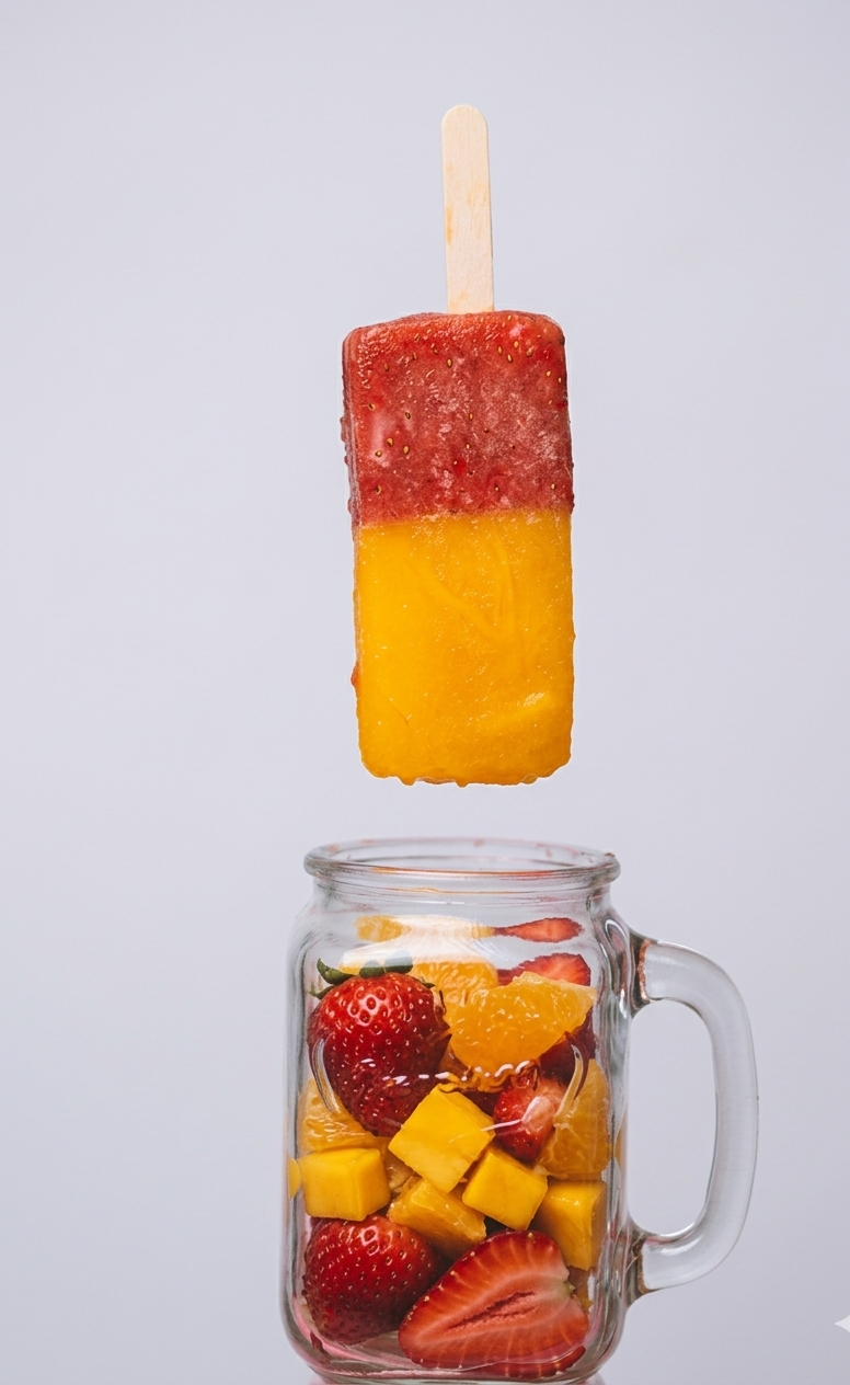 Ice Cream |Strawberry Orange -Popsicle Ice Cream - 100% Natural Strawberry &amp; Orange Ice Cream- No Artificial Colors, No Synthetic Flavors - Nature&