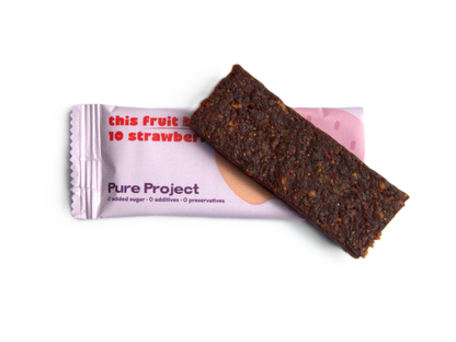 Fruit Bar | Strawberry Apple Fruit Bar - Vegan, Gluten Free &amp; High Fiber - Pure Project - 25gm