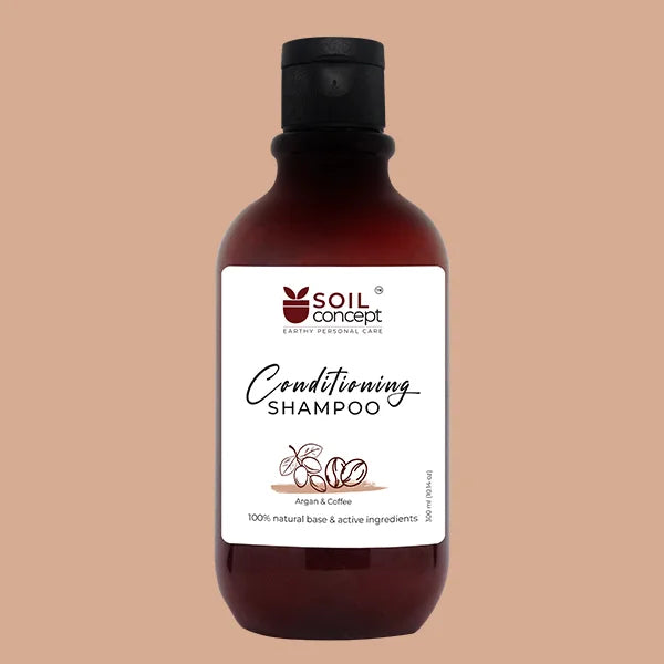 Shampoo | Conditioning Shampoo - Argan &amp; Coffee - 100% Natural Base &amp; Active Ingredients - vegan &amp; Paraben Free - Soil Concept - 300ml