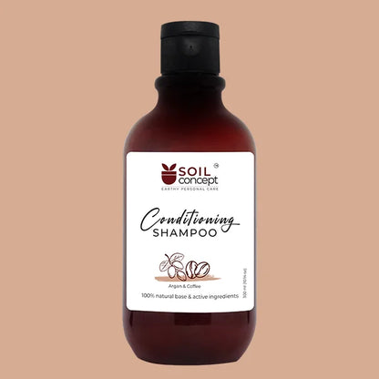 Shampoo | Conditioning Shampoo - Argan &amp; Coffee - 100% Natural Base &amp; Active Ingredients - vegan &amp; Paraben Free - Soil Concept - 300ml
