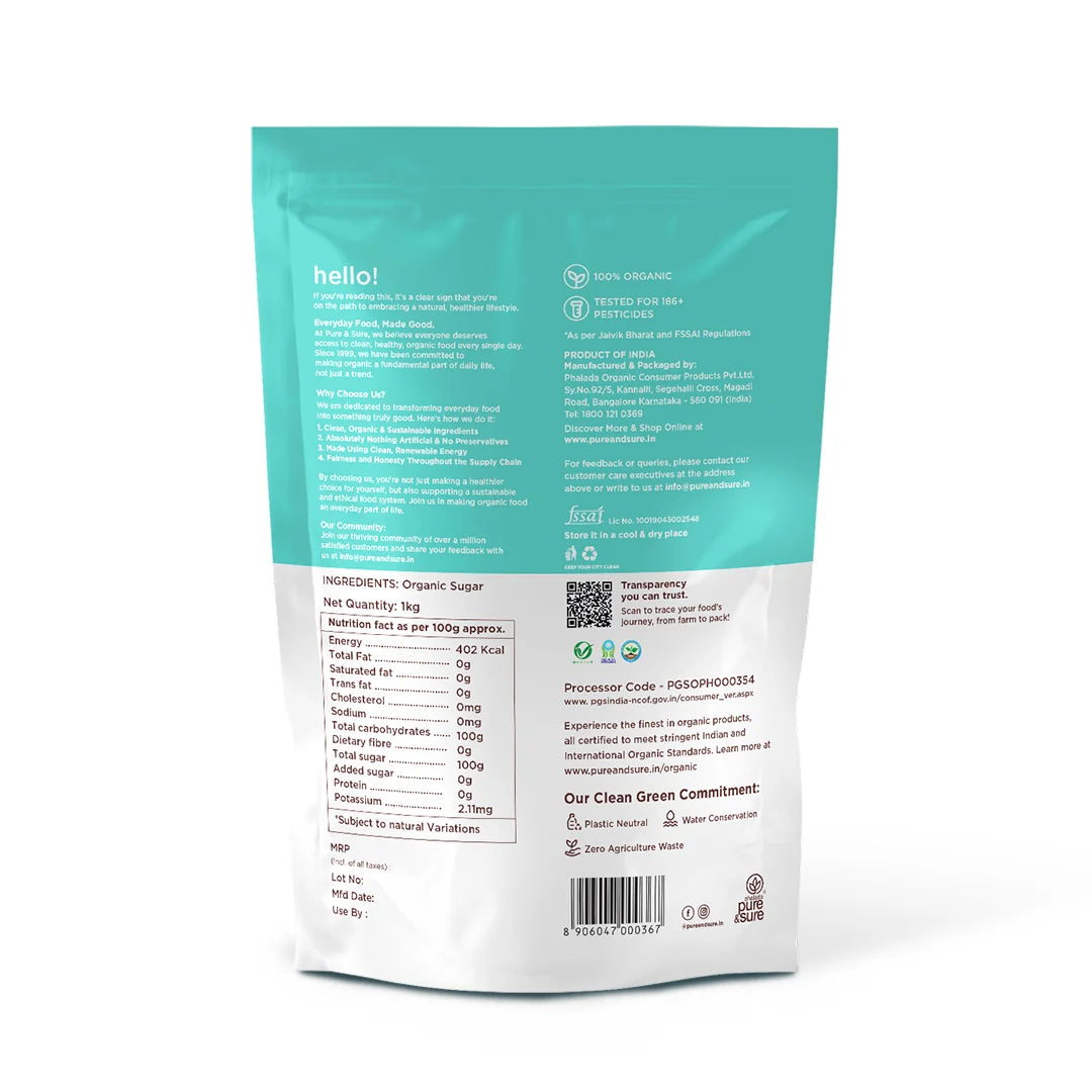 Sugar - Organic - Indian - Pure And Sure - 1000gm