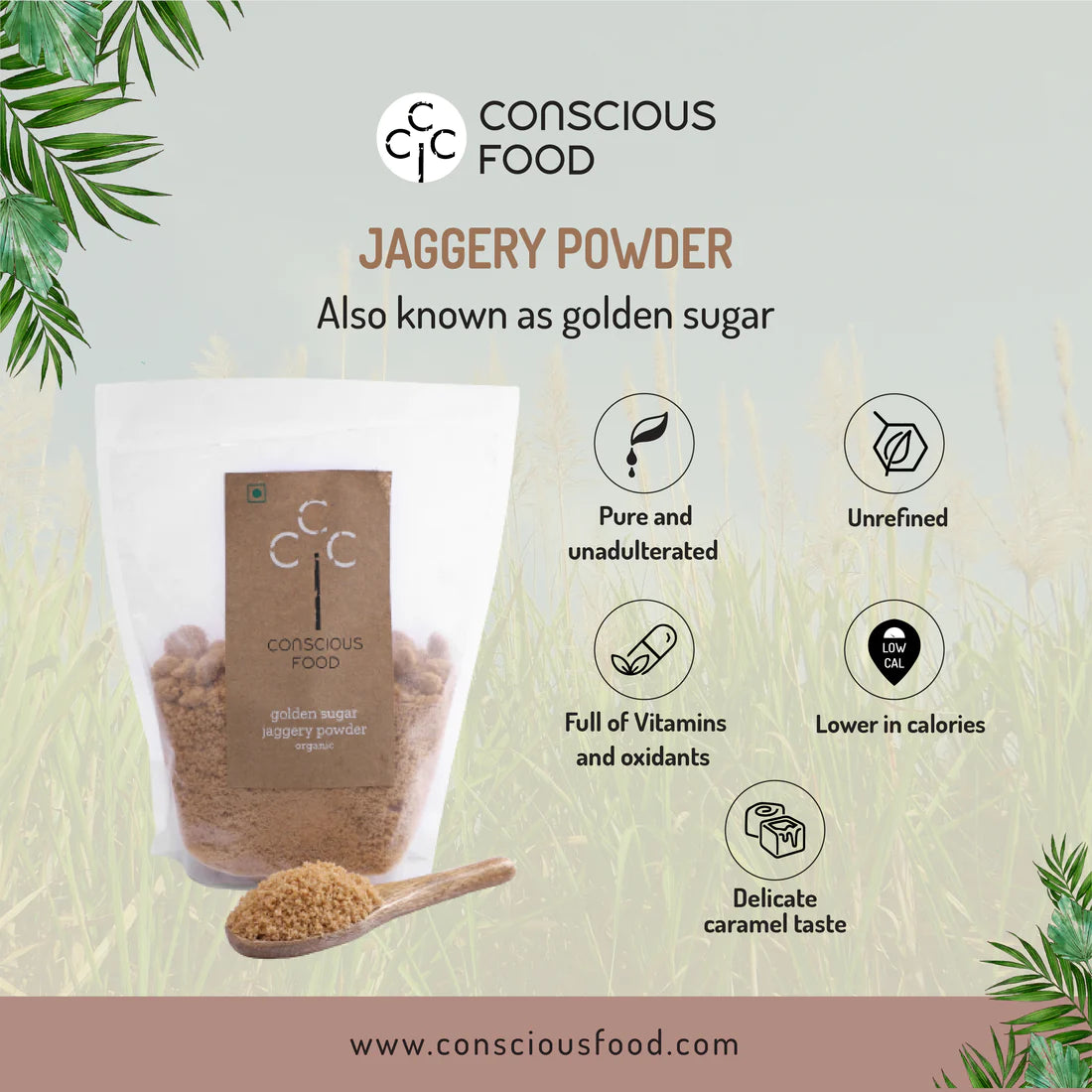 Sugar | Organic Golden Sugar - Conscious Food - 500gm