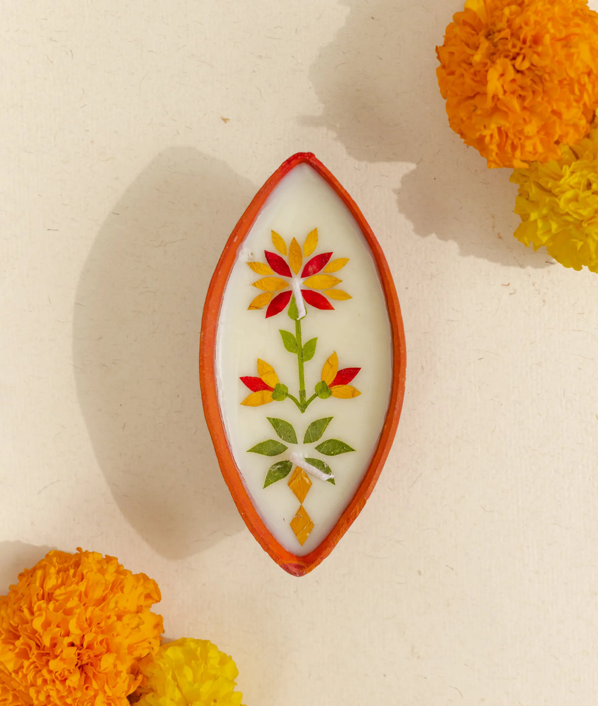 Diya | Summer Dance Big Boat Diya - Handcrafted – Eco Friendly Soy Wax, No Chemical &amp; No Harmful Fumes – Nature’s Soul - (6.7 × 12.7 × 3.2 cm)