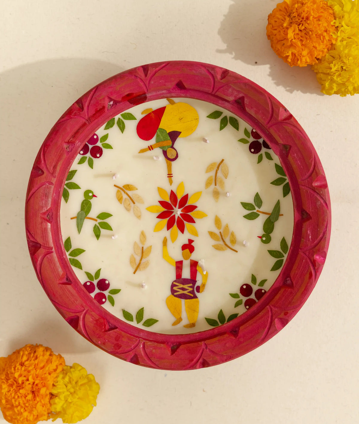 Diya | Summer Dance Kund Diya - Handcrafted – Eco Friendly Soy Wax, No Chemical &amp; No Harmful Fumes – Nature’s Soul - (24.5 × 24.5 × 7.5 cm)