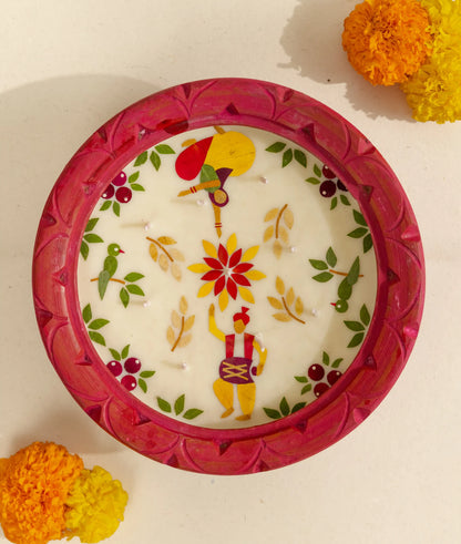 Diya | Summer Dance Kund Diya - Handcrafted – Eco Friendly Soy Wax, No Chemical &amp; No Harmful Fumes – Nature’s Soul - (24.5 × 24.5 × 7.5 cm)