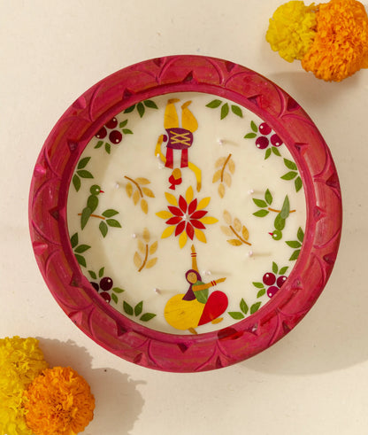 Diya | Summer Dance Kund Diya - Handcrafted – Eco Friendly Soy Wax, No Chemical &amp; No Harmful Fumes – Nature’s Soul - (24.5 × 24.5 × 7.5 cm)