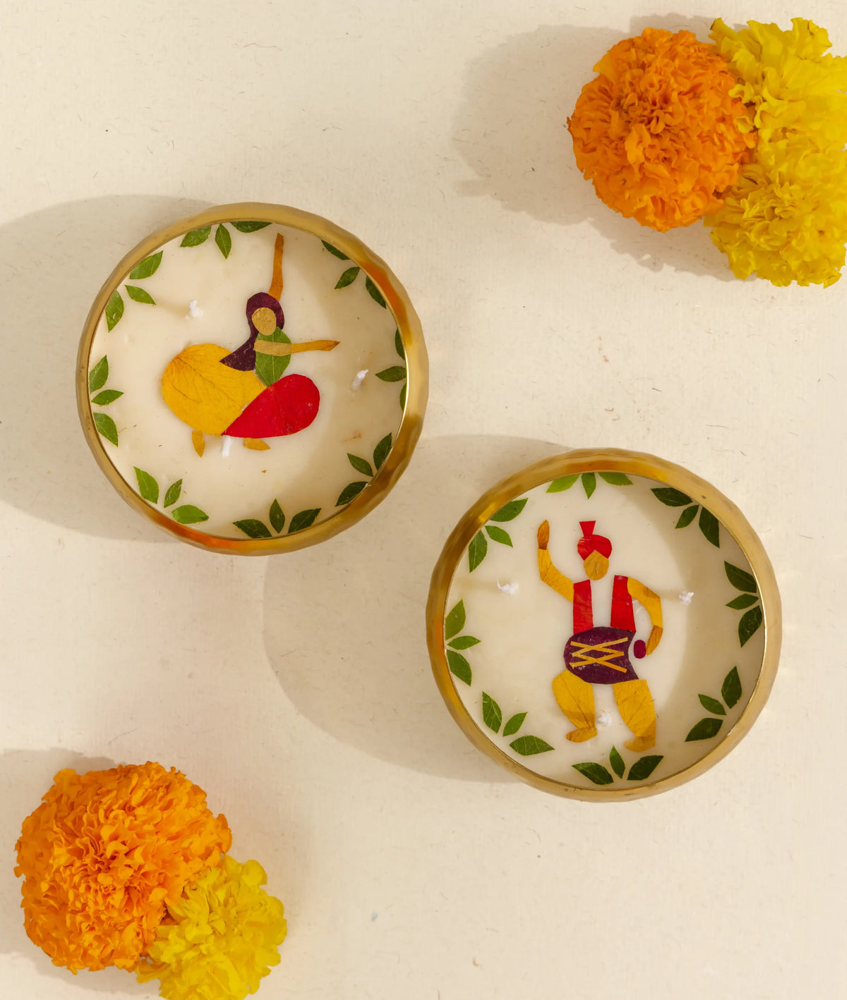 Candle | Summer Dance Noor Candles - Handcrafted – Eco Friendly Soy Wax, No Chemical &amp; No Harmful Fumes – Nature’s Soul - Set of 2 (11 × 11 × 4 cm)