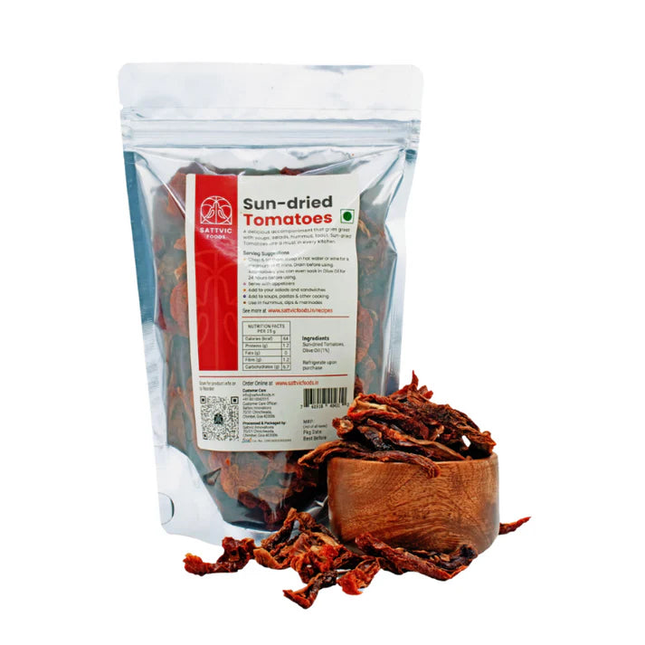Sun Dried Tomatoes | 1% Olive Oil - Sattvic Foods - 100gm