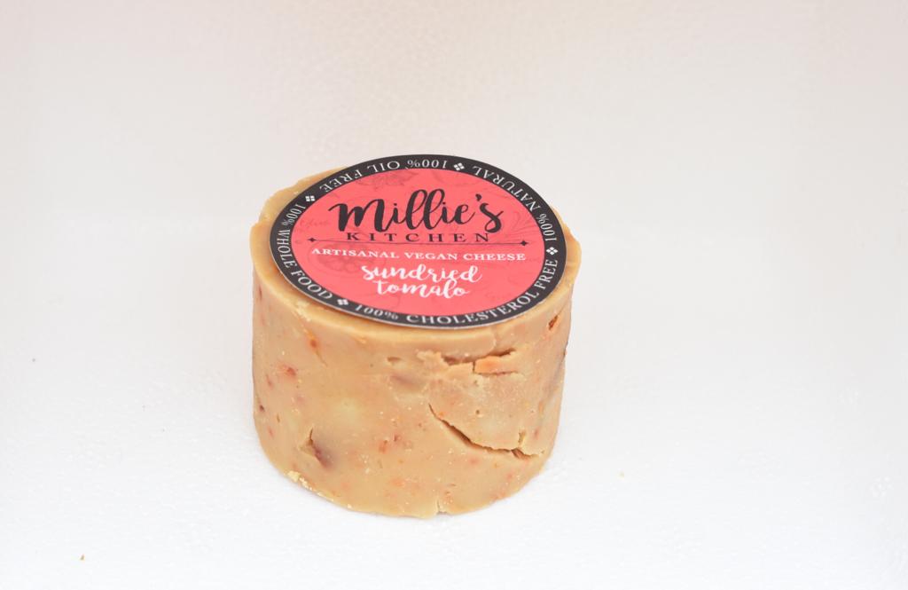 Vegan Cheese | Sundried Tomato Cheese – Vegan, Oil Free, Lactose Free & Cholesterol Free – Millie’s Kitchen – 175gm