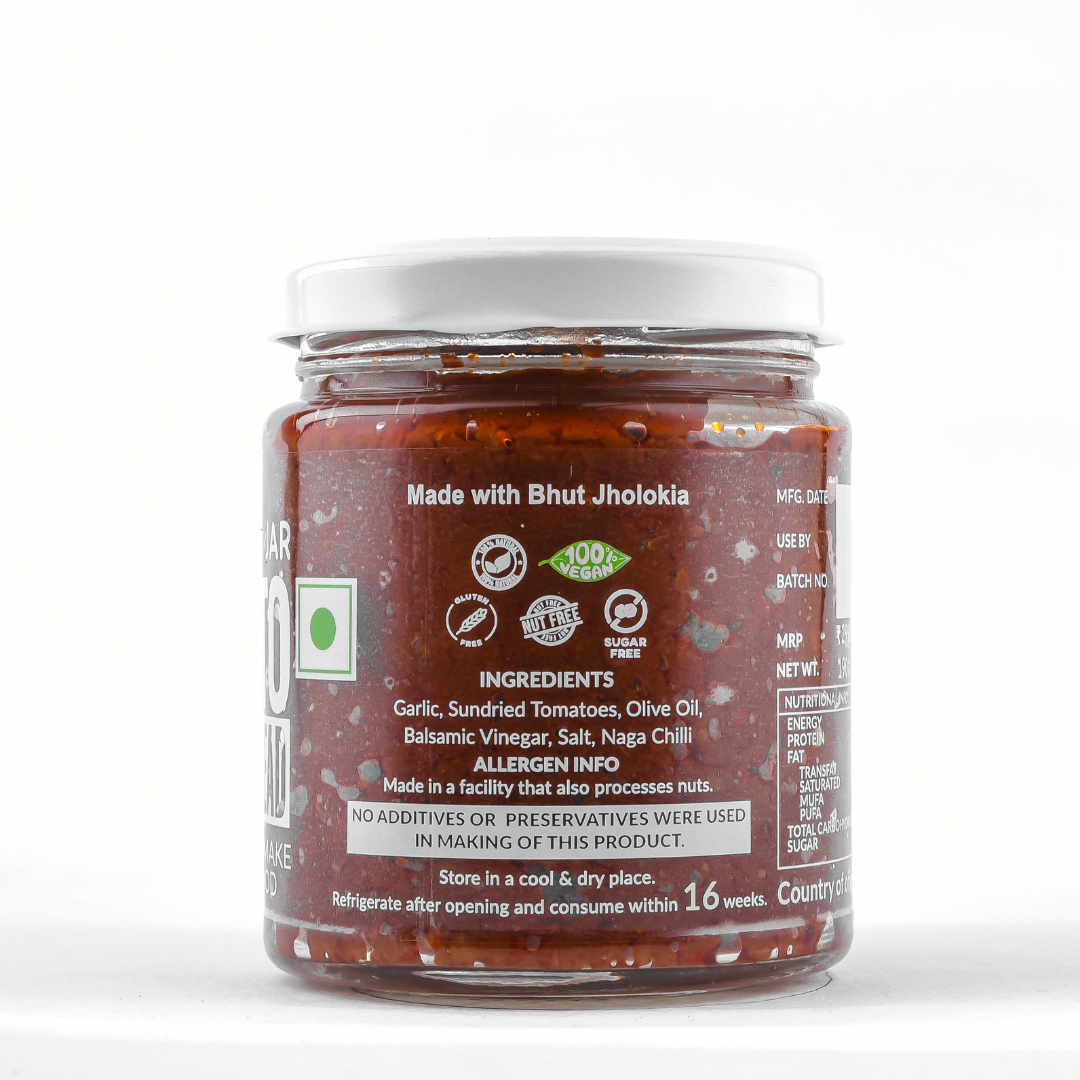 Sundried Tomato Garlic Spread (With Naga Chilli) – Vegan, Gluten Free, Sugar Free &amp;amp; Nut Free - The Gourmet Jar – 190gm