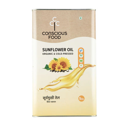 Sunflower Oil | Cold Pressed - Organic - Edible - Conscious Food - 5000ml