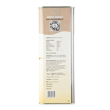 Sunflower Oil | Cold Pressed - Organic - Edible - Conscious Food - 5000ml
