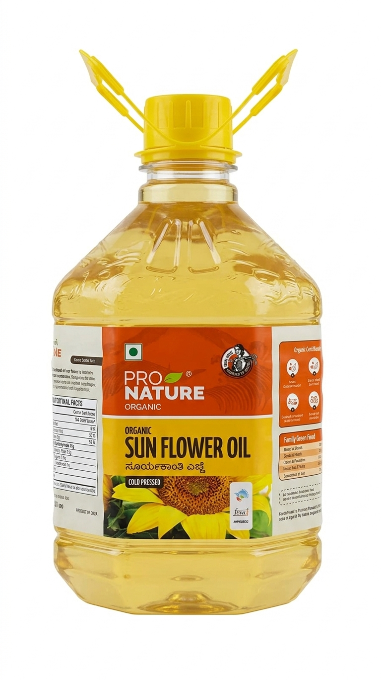 Oil | Sunflower Oil - Cold Pressed - Organic Certification Process - Pro Nature - 3000ml