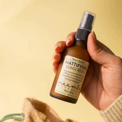 Sunscreen | Mattifying (Spf 50+) - Sun Blocker - Natural - Vegan, Cruelty Free, Paraben Free &amp;amp; Fragrance Free  - Neemli Natural - 50ml