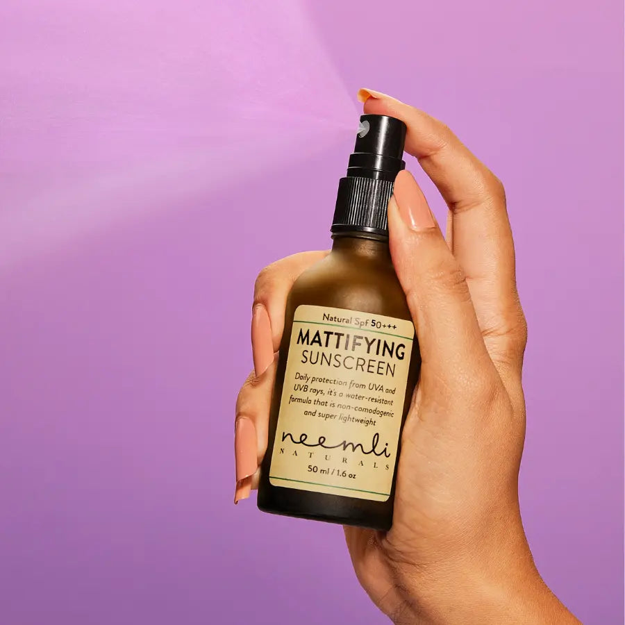 Sunscreen | Mattifying (Spf 50+) - Sun Blocker - Natural - Vegan, Cruelty Free, Paraben Free &amp;amp; Fragrance Free  - Neemli Natural - 50ml
