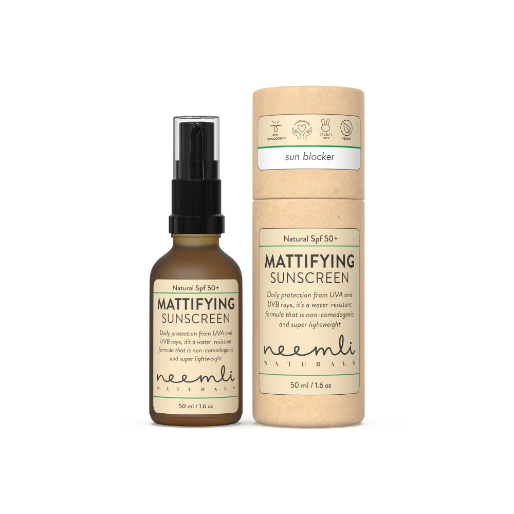 Sunscreen | Mattifying (Spf 50+) - Sun Blocker - Natural - Vegan, Cruelty Free, Paraben Free &amp;amp; Fragrance Free  - Neemli Natural - 50ml
